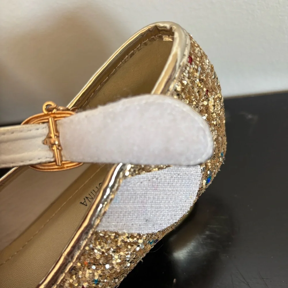 Cadidi Dinos Formal Dress Shoes Mary Jane Heels Girls 33EU 1.5-2US Gold Princess